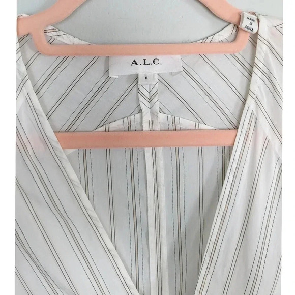 A.L.C Enzo Puff Sleeve Pin Stripe Dress - Picture 3 of 8
